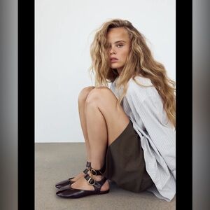 ZARA NWT viral TIK TOK Double Buckle Slingback Ballerinas w/Dust Bag😍